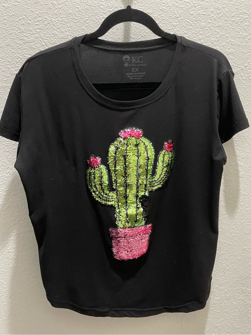 Black Women's Sequin Cactus Tee